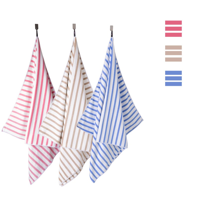 JML Microfiber Beach Towels, Cabana Stripe Bath Towel Set 6 Pack, 27" x 55" - Large Absorbent Quick Dry, No Fading, No Linting for Hair Wrap, Pool, Bath, Sport, Yoga, Camping, Swimming, Pink - Image 4